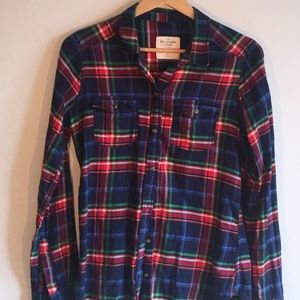Abercrombie & Fitch Soft Flannel Button Down Blouse Shirt Top